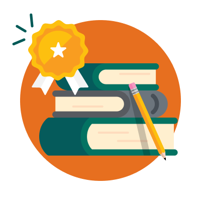 Training and development icon with orange background